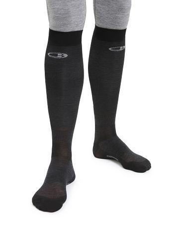 Men's Icebreaker Merino Snow Liner Over the Calf Socks Black | CA 1932TCEV